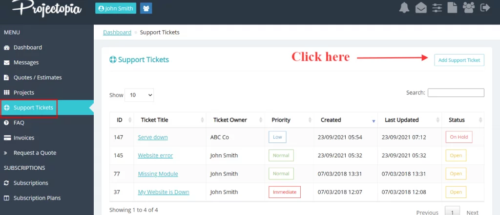 Easy step to raise a support ticket